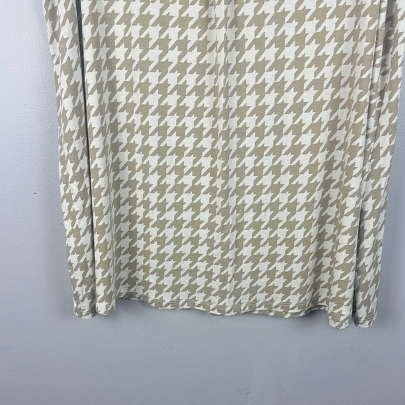 Cynthia Rowley Casual Tan & White Houndstooth Split Neck Tunic 1X Tank Top - Picture 6 of 8